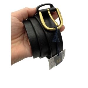 Piombo Men's Black Leather Belt with Brass‎ Buckle – NWT